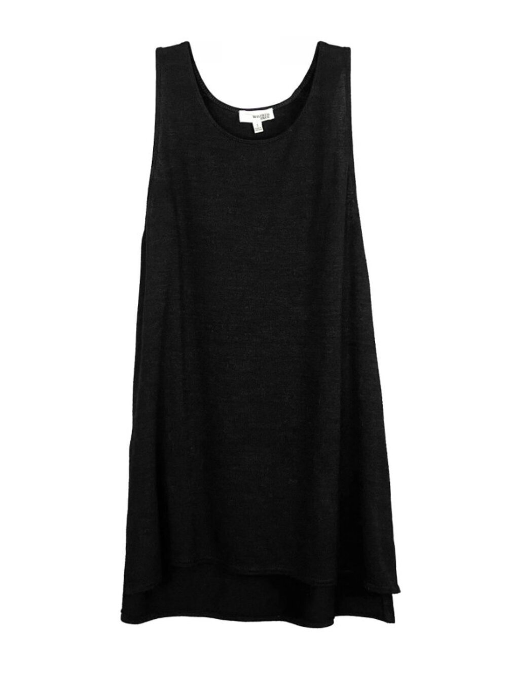 Aritzia Wilfred Free Women's Small Black Fine Knit Tank Top Long Side Split